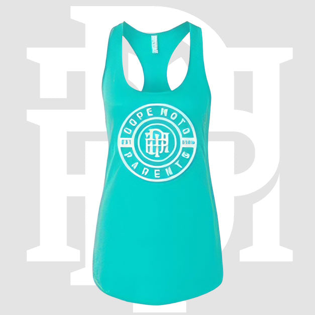 Dope Moto Parents Women's Aqua Blue Logo Tank Top