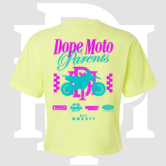 Dope Moto Parents Ladies Neon Lemon Crop Tee