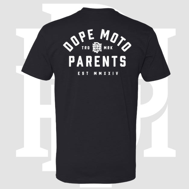 Dope Moto Parents Logo Black Tee Trademark