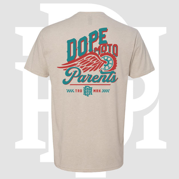Dope Moto Parents Blue & Red Wing Tan Tee